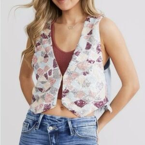 Miss Me Multi Blue coutry Denim sequin Rhinestone ves